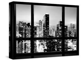 Window View, Urban Landscape by Night, Misty View, Times Square, Manhattan, New York-Philippe Hugonnard-Stretched Canvas