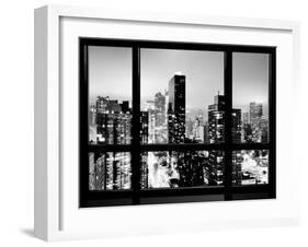 Window View, Urban Landscape by Night, Misty View, Times Square, Manhattan, New York-Philippe Hugonnard-Framed Premium Photographic Print