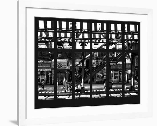 Window View - Urban Street Scene - Marcy Avenue Subway Station - Williamsburg - Brooklyn - NYC-Philippe Hugonnard-Framed Photographic Print