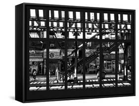 Window View - Urban Street Scene - Marcy Avenue Subway Station - Williamsburg - Brooklyn - NYC-Philippe Hugonnard-Framed Stretched Canvas