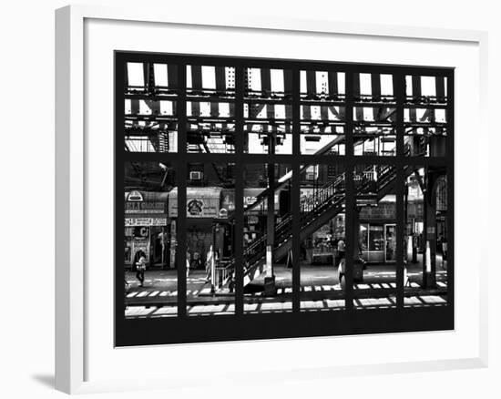 Window View - Urban Street Scene - Marcy Avenue Subway Station - Williamsburg - Brooklyn - NYC-Philippe Hugonnard-Framed Photographic Print