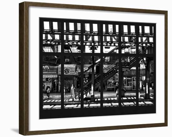 Window View - Urban Street Scene - Marcy Avenue Subway Station - Williamsburg - Brooklyn - NYC-Philippe Hugonnard-Framed Photographic Print