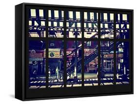 Window View - Urban Street Scene - Marcy Avenue Subway Station - Williamsburg - Brooklyn - NYC-Philippe Hugonnard-Framed Stretched Canvas
