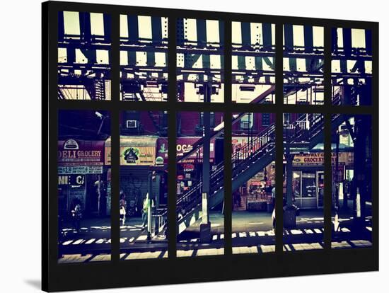 Window View - Urban Street Scene - Marcy Avenue Subway Station - Williamsburg - Brooklyn - NYC-Philippe Hugonnard-Stretched Canvas