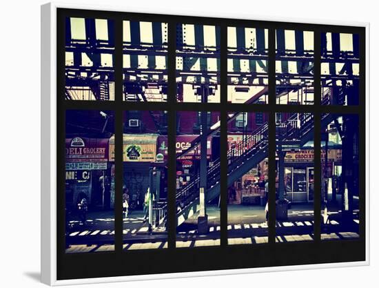 Window View - Urban Street Scene - Marcy Avenue Subway Station - Williamsburg - Brooklyn - NYC-Philippe Hugonnard-Framed Photographic Print