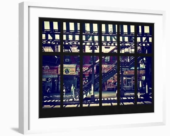 Window View - Urban Street Scene - Marcy Avenue Subway Station - Williamsburg - Brooklyn - NYC-Philippe Hugonnard-Framed Photographic Print