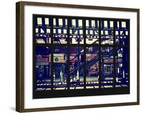 Window View - Urban Street Scene - Marcy Avenue Subway Station - Williamsburg - Brooklyn - NYC-Philippe Hugonnard-Framed Photographic Print