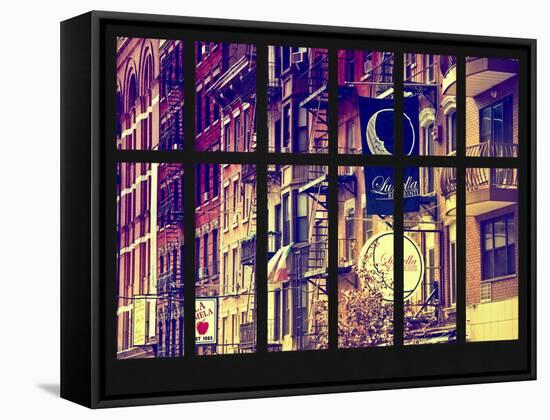 Window View - Urban View - Building Facade in Little Italy District - Manhattan - New York City-Philippe Hugonnard-Framed Stretched Canvas