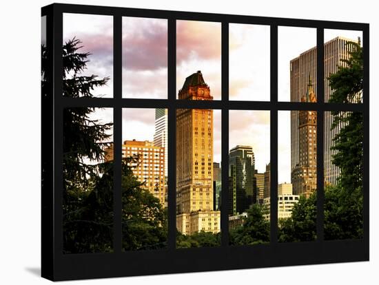 Window View - View Buildings Central Park at Sunset - Manhattan - New York City-Philippe Hugonnard-Stretched Canvas