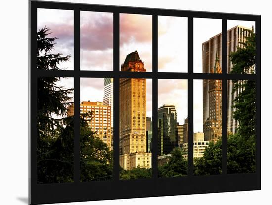 Window View - View Buildings Central Park at Sunset - Manhattan - New York City-Philippe Hugonnard-Mounted Photographic Print