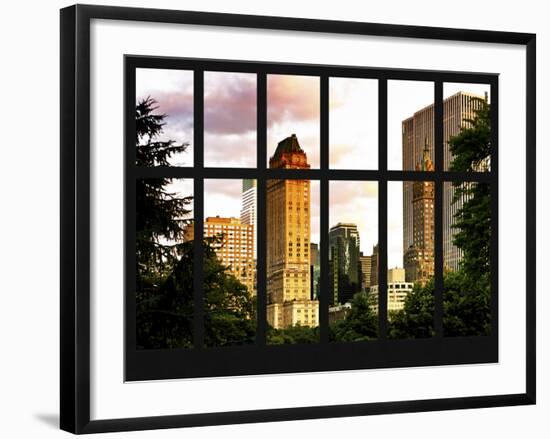 Window View - View Buildings Central Park at Sunset - Manhattan - New York City-Philippe Hugonnard-Framed Photographic Print