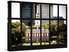 Window View - View of Independence Hall and Pennsylvania State House Buildings - Philadelphia-Philippe Hugonnard-Stretched Canvas