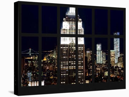 Window View - View of the Empire State Building and 1 WTC by Night - Manhattan - NYC-Philippe Hugonnard-Stretched Canvas