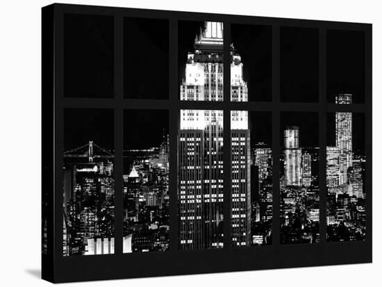 Window View - View of the Empire State Building and 1 WTC by Night - Manhattan - NYC-Philippe Hugonnard-Stretched Canvas