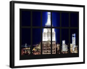 Window View - View of the Empire State Building and 1 WTC by Night - Manhattan - NYC-Philippe Hugonnard-Framed Photographic Print