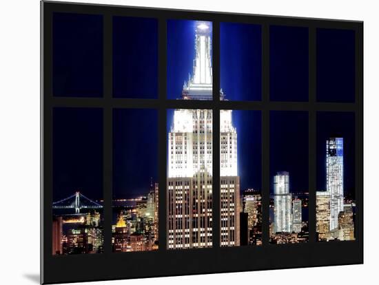 Window View - View of the Empire State Building and 1 WTC by Night - Manhattan - NYC-Philippe Hugonnard-Mounted Photographic Print