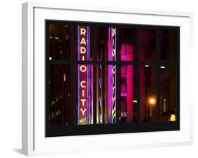 Window View - View of the Radio City Music Hall by Night - Manhattan - New York City-Philippe Hugonnard-Framed Photographic Print