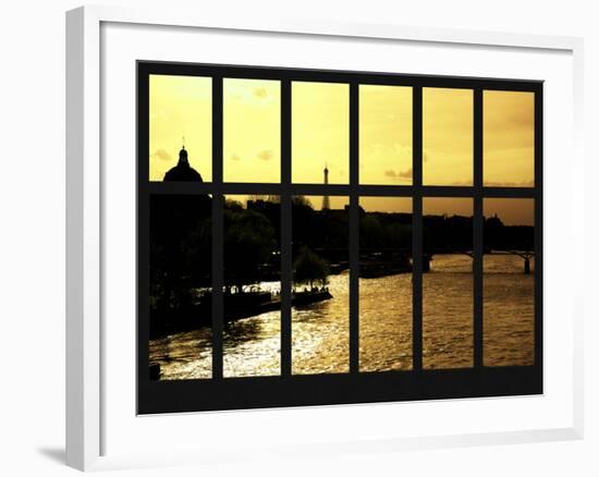 Window View - View of the River Seine and the Eiffel Tower at Sunset - Paris-Philippe Hugonnard-Framed Photographic Print
