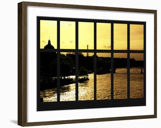 Window View - View of the River Seine and the Eiffel Tower at Sunset - Paris-Philippe Hugonnard-Framed Photographic Print