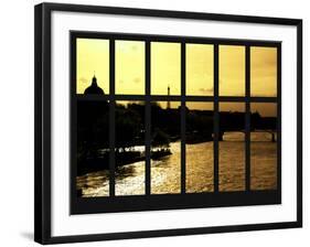 Window View - View of the River Seine and the Eiffel Tower at Sunset - Paris-Philippe Hugonnard-Framed Photographic Print