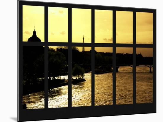 Window View - View of the River Seine and the Eiffel Tower at Sunset - Paris-Philippe Hugonnard-Mounted Photographic Print