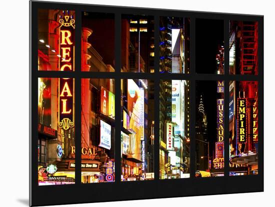 Window View - View of Times Square by Night with top of the Chrysler Building - Manhattan - NYC-Philippe Hugonnard-Mounted Photographic Print