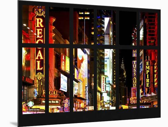 Window View - View of Times Square by Night with top of the Chrysler Building - Manhattan - NYC-Philippe Hugonnard-Mounted Photographic Print