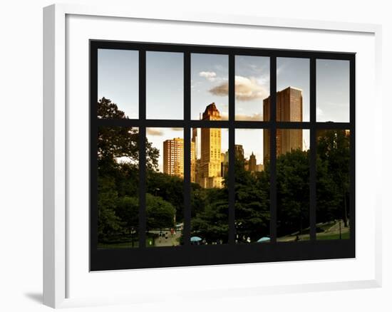 Window View - View on Trails and Buildings Central Park at Sunset - Manhattan - New York City-Philippe Hugonnard-Framed Photographic Print