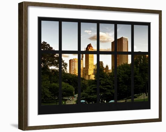 Window View - View on Trails and Buildings Central Park at Sunset - Manhattan - New York City-Philippe Hugonnard-Framed Photographic Print