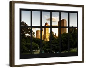 Window View - View on Trails and Buildings Central Park at Sunset - Manhattan - New York City-Philippe Hugonnard-Framed Photographic Print