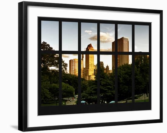 Window View - View on Trails and Buildings Central Park at Sunset - Manhattan - New York City-Philippe Hugonnard-Framed Photographic Print