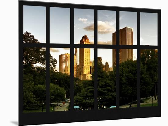 Window View - View on Trails and Buildings Central Park at Sunset - Manhattan - New York City-Philippe Hugonnard-Mounted Photographic Print