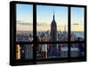 Window View, View Towards Downtown at Sunset, Manhattan, Hudson River, New York-Philippe Hugonnard-Stretched Canvas