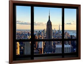 Window View, View Towards Downtown at Sunset, Manhattan, Hudson River, New York-Philippe Hugonnard-Framed Photographic Print