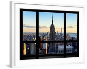 Window View, View Towards Downtown at Sunset, Manhattan, Hudson River, New York-Philippe Hugonnard-Framed Photographic Print