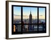 Window View, View Towards Downtown at Sunset, Manhattan, Hudson River, New York-Philippe Hugonnard-Framed Photographic Print