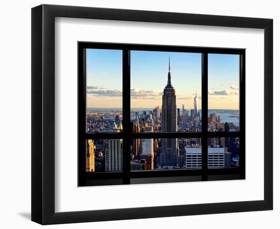 Window View, View Towards Downtown at Sunset, Manhattan, Hudson River, New York-Philippe Hugonnard-Framed Photographic Print