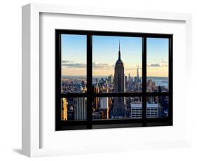 Window View, View Towards Downtown at Sunset, Manhattan, Hudson River, New York-Philippe Hugonnard-Framed Photographic Print