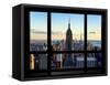 Window View, View Towards Downtown at Sunset, Manhattan, Hudson River, New York-Philippe Hugonnard-Framed Stretched Canvas