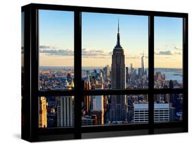 Window View, View Towards Downtown at Sunset, Manhattan, Hudson River, New York-Philippe Hugonnard-Stretched Canvas