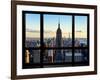 Window View, View Towards Downtown at Sunset, Manhattan, Hudson River, New York-Philippe Hugonnard-Framed Photographic Print