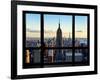 Window View, View Towards Downtown at Sunset, Manhattan, Hudson River, New York-Philippe Hugonnard-Framed Photographic Print