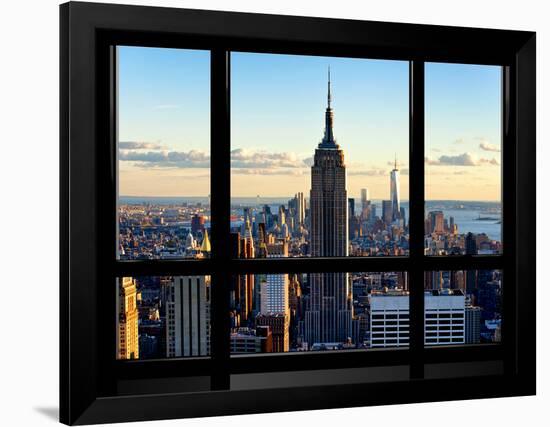 Window View, View Towards Downtown at Sunset, Manhattan, Hudson River, New York-Philippe Hugonnard-Framed Photographic Print