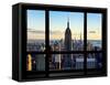 Window View, View Towards Downtown at Sunset, Manhattan, Hudson River, New York-Philippe Hugonnard-Framed Stretched Canvas