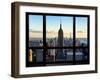 Window View, View Towards Downtown at Sunset, Manhattan, Hudson River, New York-Philippe Hugonnard-Framed Premium Photographic Print