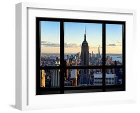 Window View, View Towards Downtown at Sunset, Manhattan, Hudson River, New York-Philippe Hugonnard-Framed Premium Photographic Print