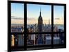 Window View, View Towards Downtown at Sunset, Manhattan, Hudson River, New York-Philippe Hugonnard-Mounted Premium Photographic Print