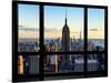 Window View, View Towards Downtown at Sunset, Manhattan, Hudson River, New York-Philippe Hugonnard-Stretched Canvas