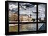 Window View, Walk a Couple of Lovers on the Seine, Ile Saint Louis, Seine River, Paris-Philippe Hugonnard-Stretched Canvas