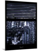 Window View with Venetian Blinds: 42nd Street and Times Square at Blue Nightfall-Philippe Hugonnard-Mounted Photographic Print